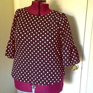 Bell sleeve polkadot top